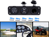 3 in 1 Car Dual USB Port Charger + Cigarette Lighter Socket + Digital Voltmeter