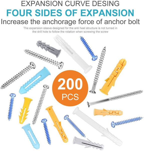 200pcs Self Drilling Anchor Screws Kit