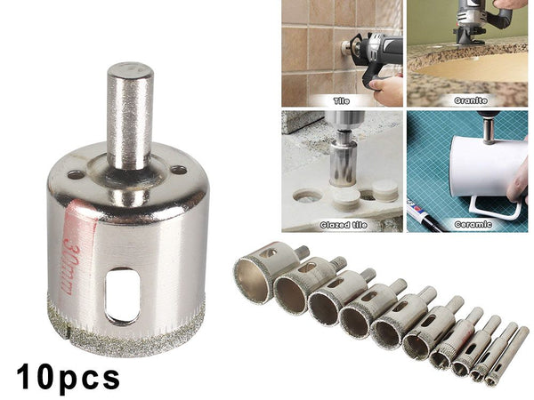 10PCS Diamond Hole Saw Drill Bits