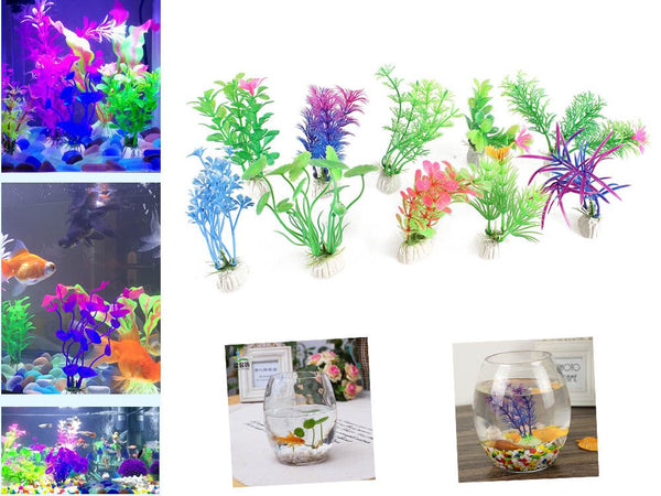 10 x Aquarium Artificial Plant Fish Tank Plant (Varied Styles)
