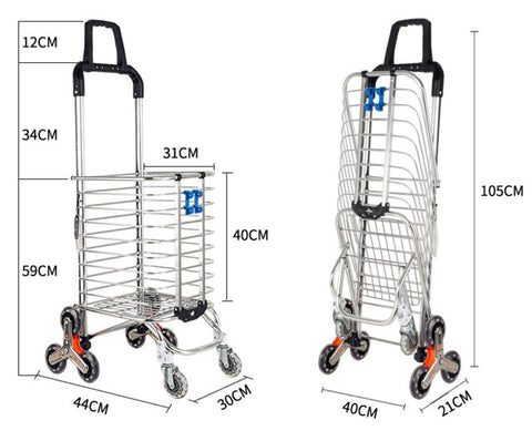 Shopping Cart Shopping Trolley 8 Wheels For Stairs