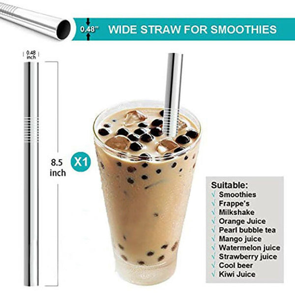 10pc Reusable Drinking stainless Steel Metal Straws