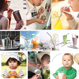 10pc Reusable Drinking stainless Steel Metal Straws