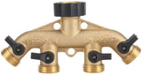 Brass 4 Way Garden Hose Tap