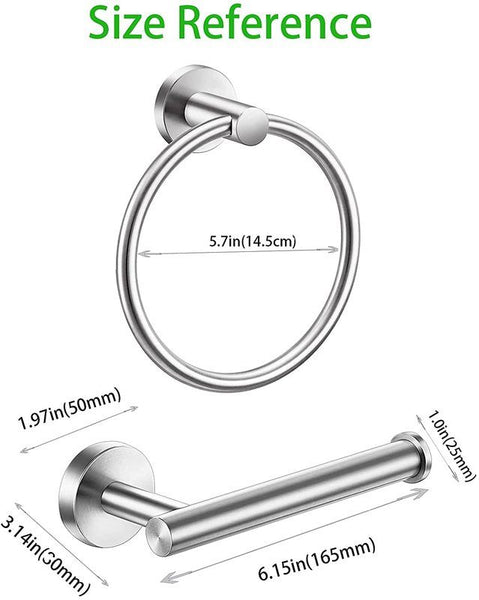 Toilet Paper Roll Holder + Towel Ring Set