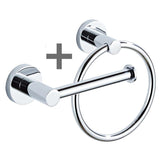 Toilet Paper Roll Holder + Towel Ring Set