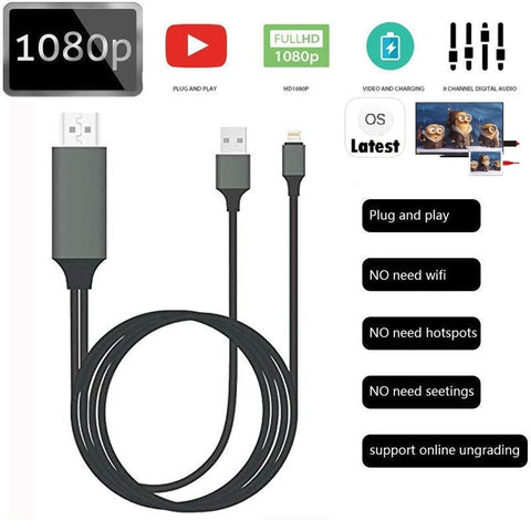 Lightning to HDMI Cable iPhone iPad AV TV Adapter Cable