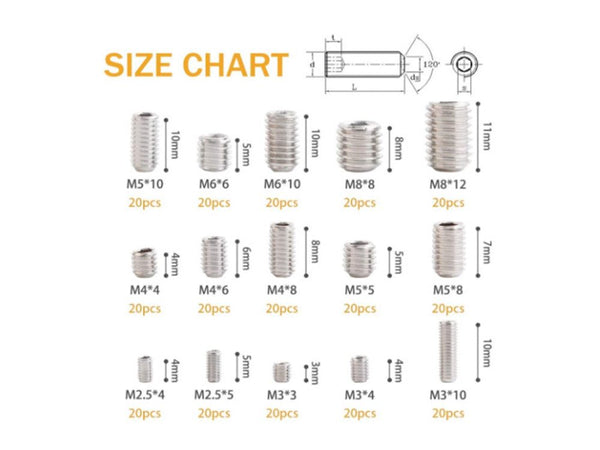 Hex Socket Set Screws 300pcs