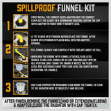Spill Proof Car Radiator Coolant Filling Funnel Kit