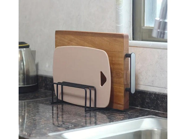 Black Carbon Steel Cutting Board Rack (Kitchen Countertop)