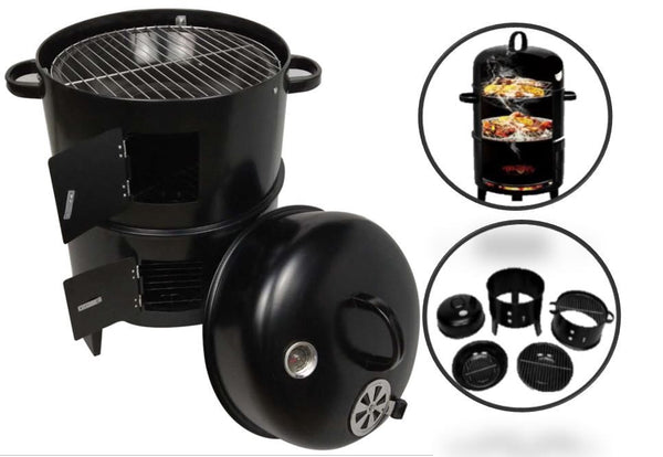 3 in 1 Barrel Smoker BBQ Charcoal Smoker Barbecue Grill 3 Layers