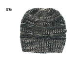Girl's Beanie tail Messy Bun Ponytail Stretchy Warm Knit Beanie Hat,Blue