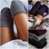 Knee Thigh High Stockings Cotton Leg Warmer,Black