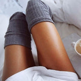Knee Thigh High Stockings Cotton Leg Warmer,Black