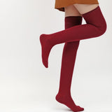 Knee Thigh High Stockings Cotton Leg Warmer,Black