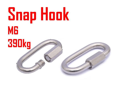 M6 390kg Stainless 304 Carabiner Carbine Snap Hook Lock Shade Sail Screw