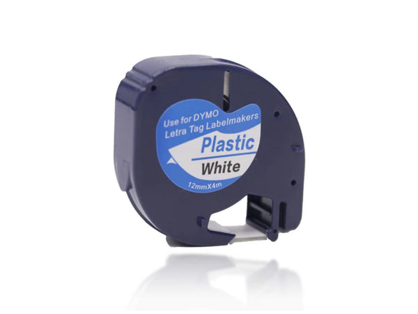 2PCS Dymo Letratag Label Tape 12mm WHITE 91201 Compatible, Black on White