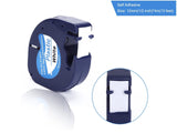 2PCS Dymo Letratag Label Tape 12mm WHITE 91201 Compatible, Black on White