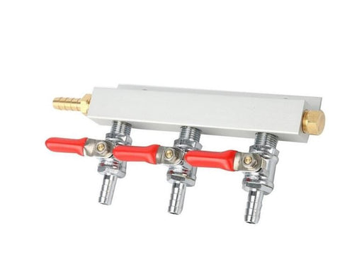3 Way Gas Manifold CO2 Splitter Distributor With Valve Gas Line Keg Setup