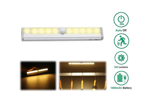 10LED WARM Recharageble Night Light LED Motion Sensor Closet Indoor Stair