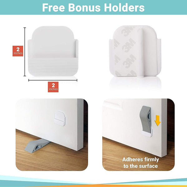 Rubber Door Stop Wedge Security Door Stop with Holder 3PCS
