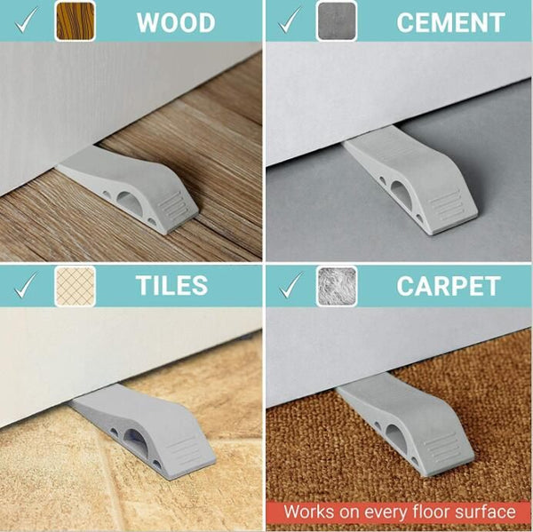 Rubber Door Stop Wedge Security Door Stop with Holder 3PCS