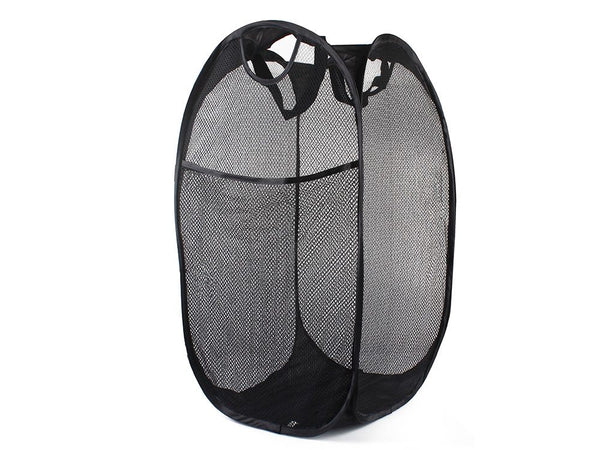 Folable Mesh Messy Clothes Storage Basket- Black