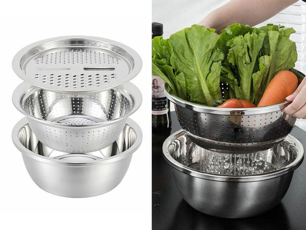 Vegetable Slicer Grater Vegetable Washing Basket Drain 3 in 1