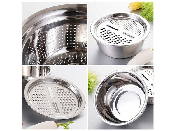 Vegetable Slicer Grater Vegetable Washing Basket Drain 3 in 1