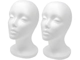 3x Female Mannequin Foam Head - Wig & Hat Display Styrofoam