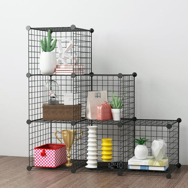 6 Cubes Black DIY Wire Storage Shelves
