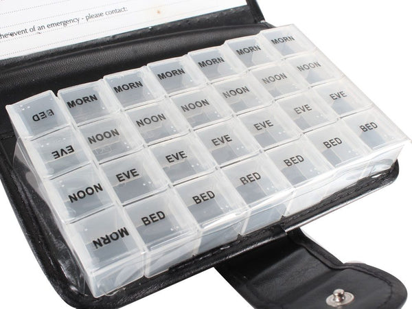 Weekly Pill Case Organizer Travel PU leather