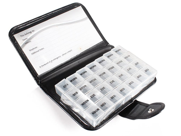 Weekly Pill Case Organizer Travel PU leather