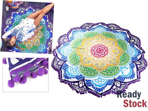 Mandala Beach Sheet Mat Lotus Shape - 150cm