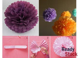 Pom pom Flower for Wedding DecorX5 (38cm, Purple)