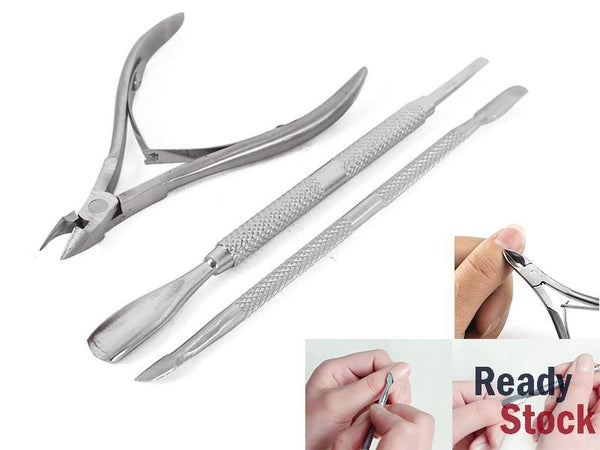 Nail Art Cuticle Spoon Pusher Cutter Clipper Set