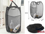 Folable Mesh Messy Clothes Storage Basket- Black