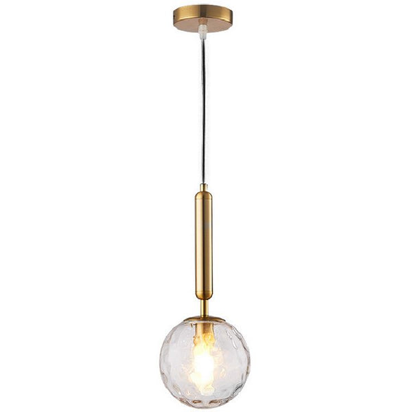 Gold Glass Pendant Light Clear Hanging Lamp