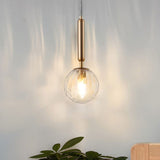 Gold Glass Pendant Light Clear Hanging Lamp