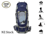 Tramping Pack Backbag 80L + Rain Cover