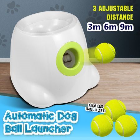 Dog Ball Launcher Thrower Automatic Tennis Fetch Throwing Machine with 3 Balls