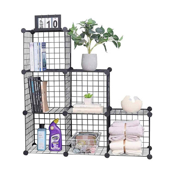 6 Cubes Black DIY Wire Storage Shelves