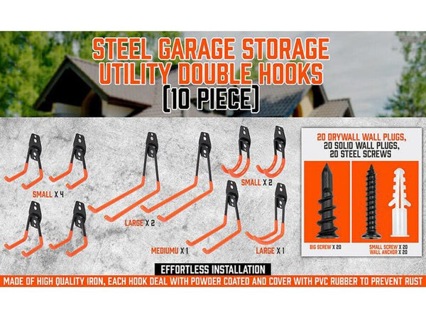 Wall Mount Garage Hooks Tool Storage Organiser