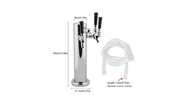 Triple Faucet Stainless Draft Beer Tower Beer Keg Fridge Dispenser 3 tap