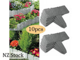 10Pcs Garden Edging Plastic Fence Stone Effect Lawn Yard Flower Plant Border