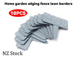 10Pcs Garden Edging Plastic Fence Stone Effect Lawn Yard Flower Plant Border