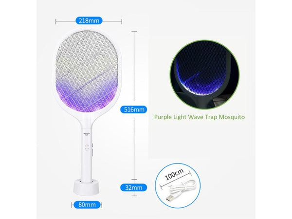 Mosquito Bug Zapper Electric Fly Swatter with Purple Light Wave