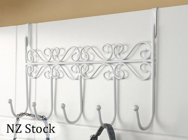 Iron Over Door Hook Clothes/Scarf Hanger 5 Hooks