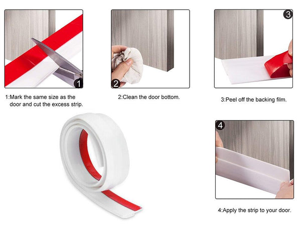 White Door Seal Strip Silicone Door Draft Stopper 100cm