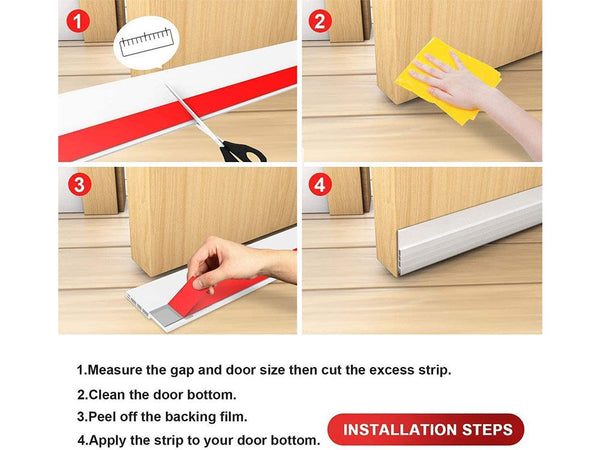 White Door Seal Strip Silicone Door Draft Stopper 100cm